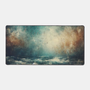 Stormy Blue Ocean Old Photograph Desk Mat