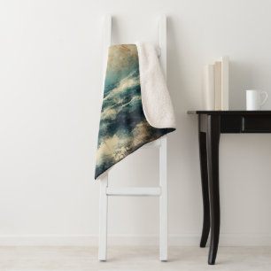 Stormy Blue Ocean Old Photograph Sherpa Blanket