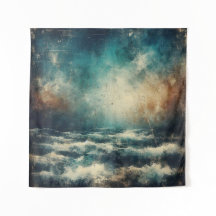Stormy Blue Ocean Old Photograph