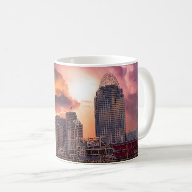 Stormy Cincinnati Great American Ball Park  Coffee Mug (Front Right)
