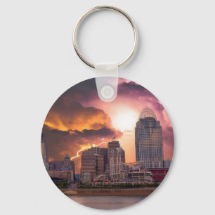 Stormy Cincinnati Great American Ball Park Key Ring