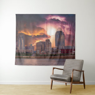 Stormy Cincinnati Great American Ball Park Tapestry