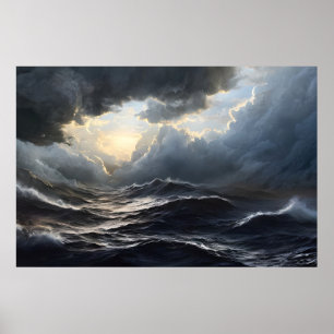 Stormy Clouds and Ocean Poster