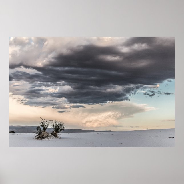Stormy Clouds Over White Sands Poster (Front)
