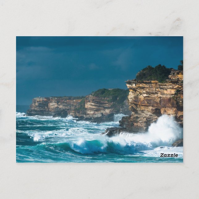 Stormy coastal scenery at Coogee & Bondi, Sydney. Postcard (Back)