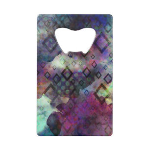 Stormy colourful watercolor abstract w/ diamonds