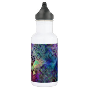 Stormy colourful watercolor abstract w/ diamonds 532 ml water bottle