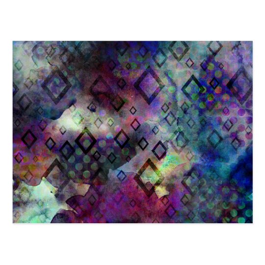 Stormy colourful watercolor abstract w/ diamonds postcard