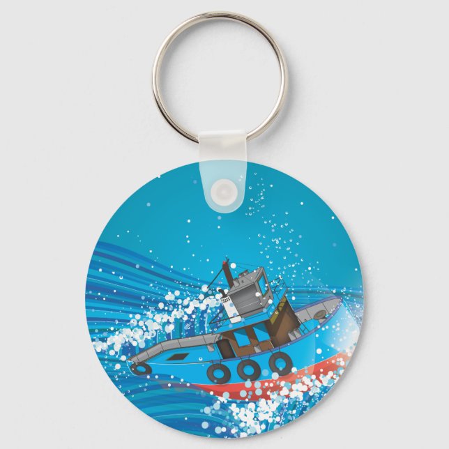 Stormy Fishing Boat Key Ring (Front)