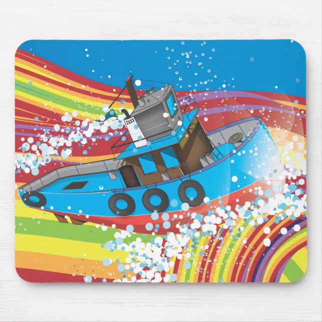 Stormy Fishing Boat Mouse Pad (Front)