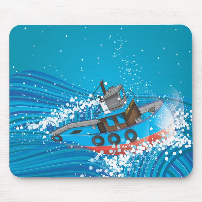 Stormy Fishing Boat Mouse Pad (Front)