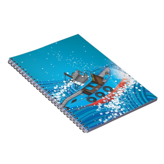 Stormy Fishing Boat Notebook (Right Side)