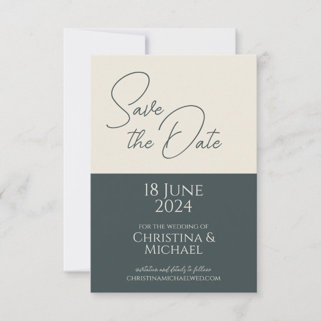 Stormy Grey • Colour Block Photo Save The Date (Front)