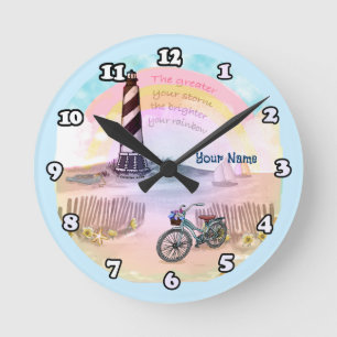 Stormy Lighthouse Bike Round Clock