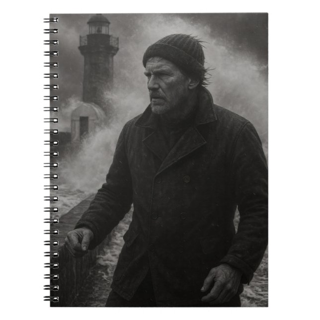 Stormy Lighthouse Keeper Portrait Notebook (Front)