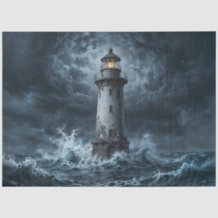 Stormy Lighthouse Ocean Decoupage Tissue Paper