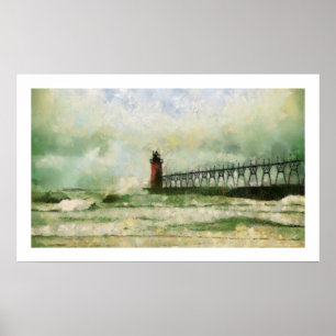 Stormy Lighthouse Poster Print