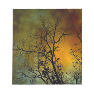 Stormy morning with tree notepad