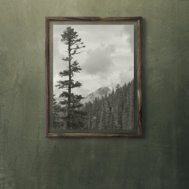 Stormy Mountain Black and White Landscape Poster (In Situ)