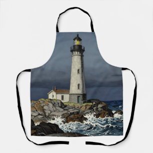 Stormy Night Coastal Lighthouse Apron