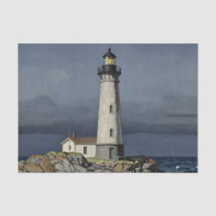 Stormy Night Coastal Lighthouse Tissue Paper