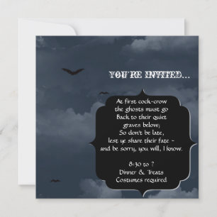 Stormy Night with Bats Halloween Party Invitations