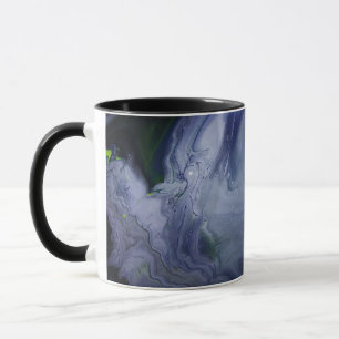 Stormy Ocean Navy Blue Abstract Acrylic Pour Coffe Mug