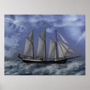 Stormy Ocean - Pirate Ship Artwork Poster