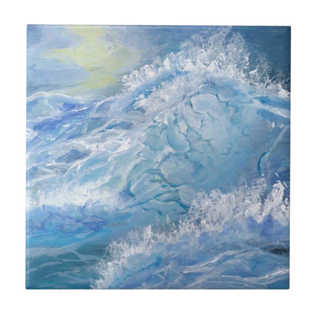 Stormy ocean waves ceramic tile (Front)