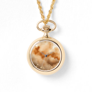 Stormy Orange Sky Little Flowers Necklace Watch
