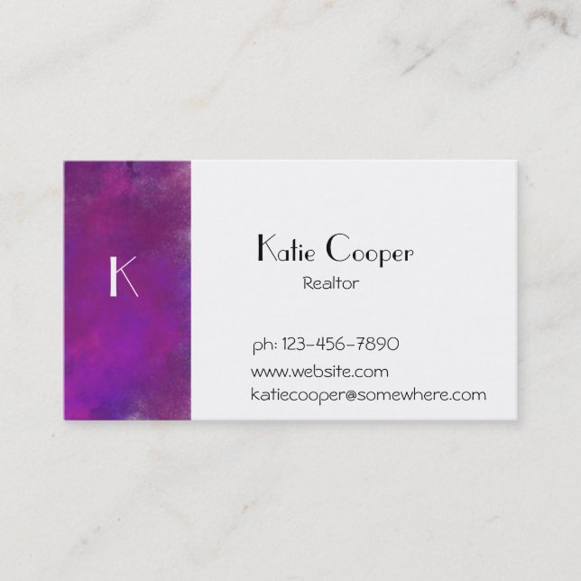 Stormy Purple Texture Business Card (Front)