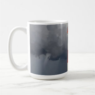 Stormy Red Lighthouse Coastal Coffee Mug