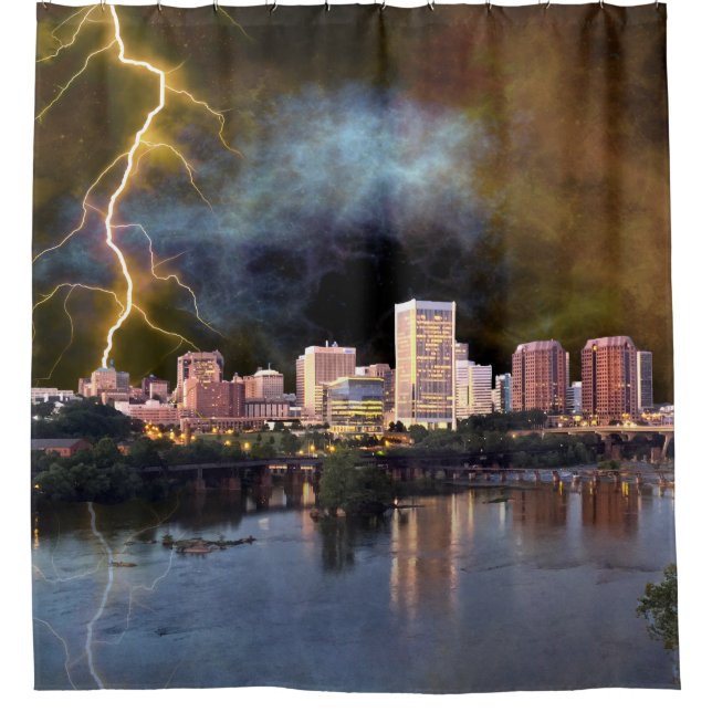 Stormy Richmond Skyline Shower Curtain (Front)