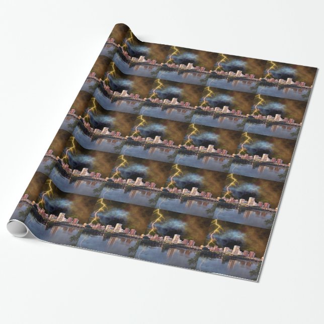 Stormy Richmond Skyline Wrapping Paper (Unrolled)