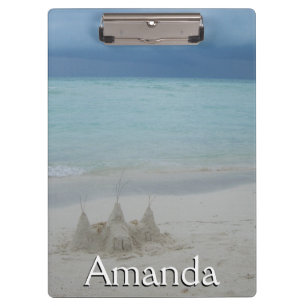 Stormy Sandcastle Beach Landscape Photo Clipboard