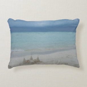 Stormy Sandcastle Beach Landscape Photo Decorative Cushion