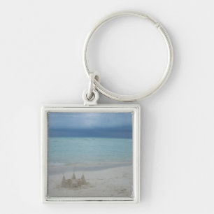 Stormy Sandcastle Beach Landscape Photo Key Ring