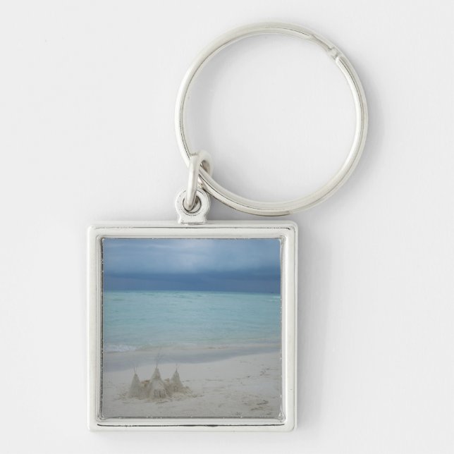 Stormy Sandcastle Beach Landscape Photo Key Ring (Front)