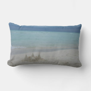 Stormy Sandcastle Beach Landscape Photo Lumbar Cushion
