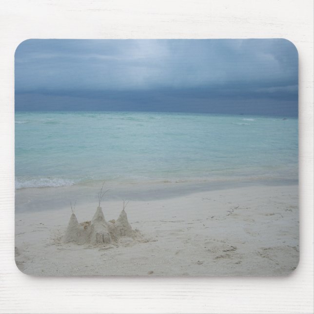 Stormy Sandcastle Beach Landscape Photo Mouse Pad (Front)