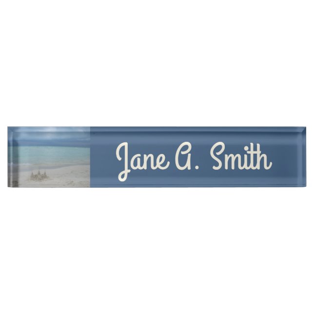 Stormy Sandcastle Beach Landscape Photo Nameplate (Front)