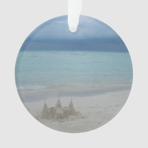 Stormy Sandcastle Beach Landscape Photo Ornament