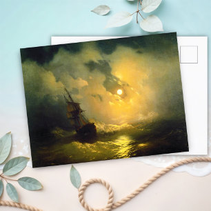 Stormy sea at night, Aivazovsky  Postcard