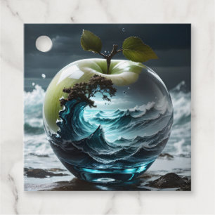 Stormy Sea in Translucent Glass Apple Favour Tags