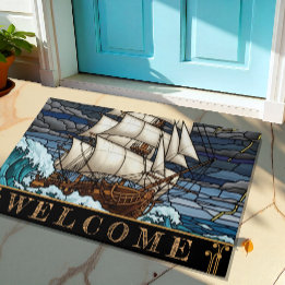Stormy Sea, Ship Mat, Dramatic, Vintage Nautical Doormat