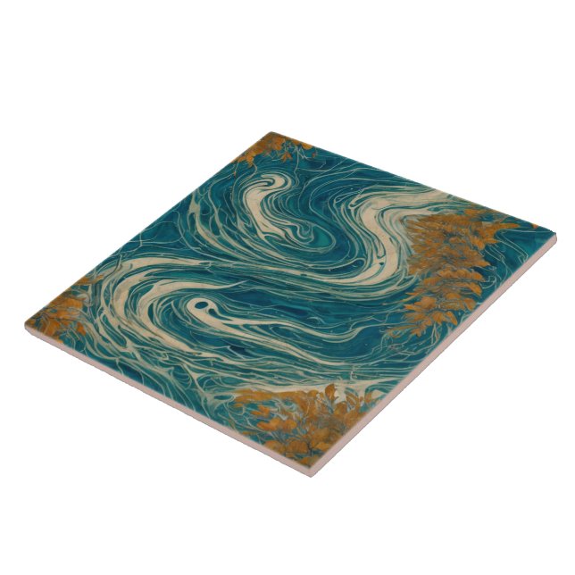 Stormy Sea Water Oil Painting No1 Ceramic Tile (Side)