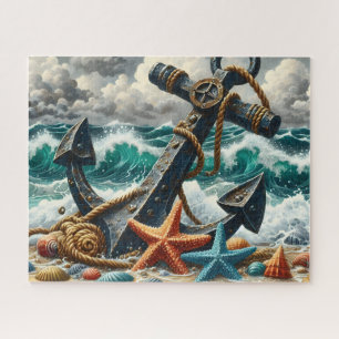 Stormy Sea Waves Anchor Jigsaw Puzzle