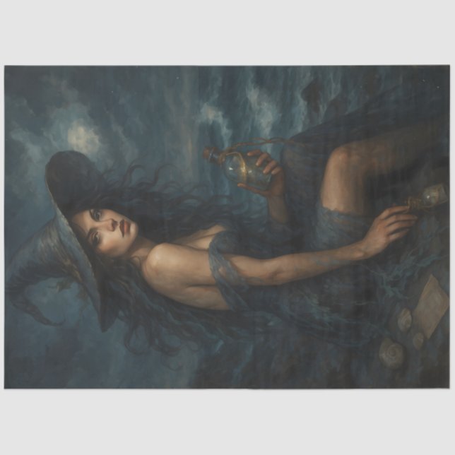 Stormy Sea Witch with Potion Dark Decoupage  Tissue Paper (Front)
