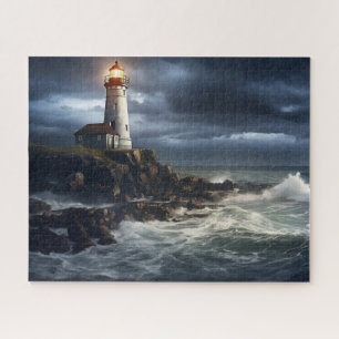 Stormy Seas Lighthouse: 16" x 20" Coastal Jigsaw Puzzle