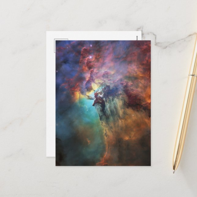 Stormy Seas of Lagoon Nebula in Sagittarius Holiday Postcard (Front/Back In Situ)